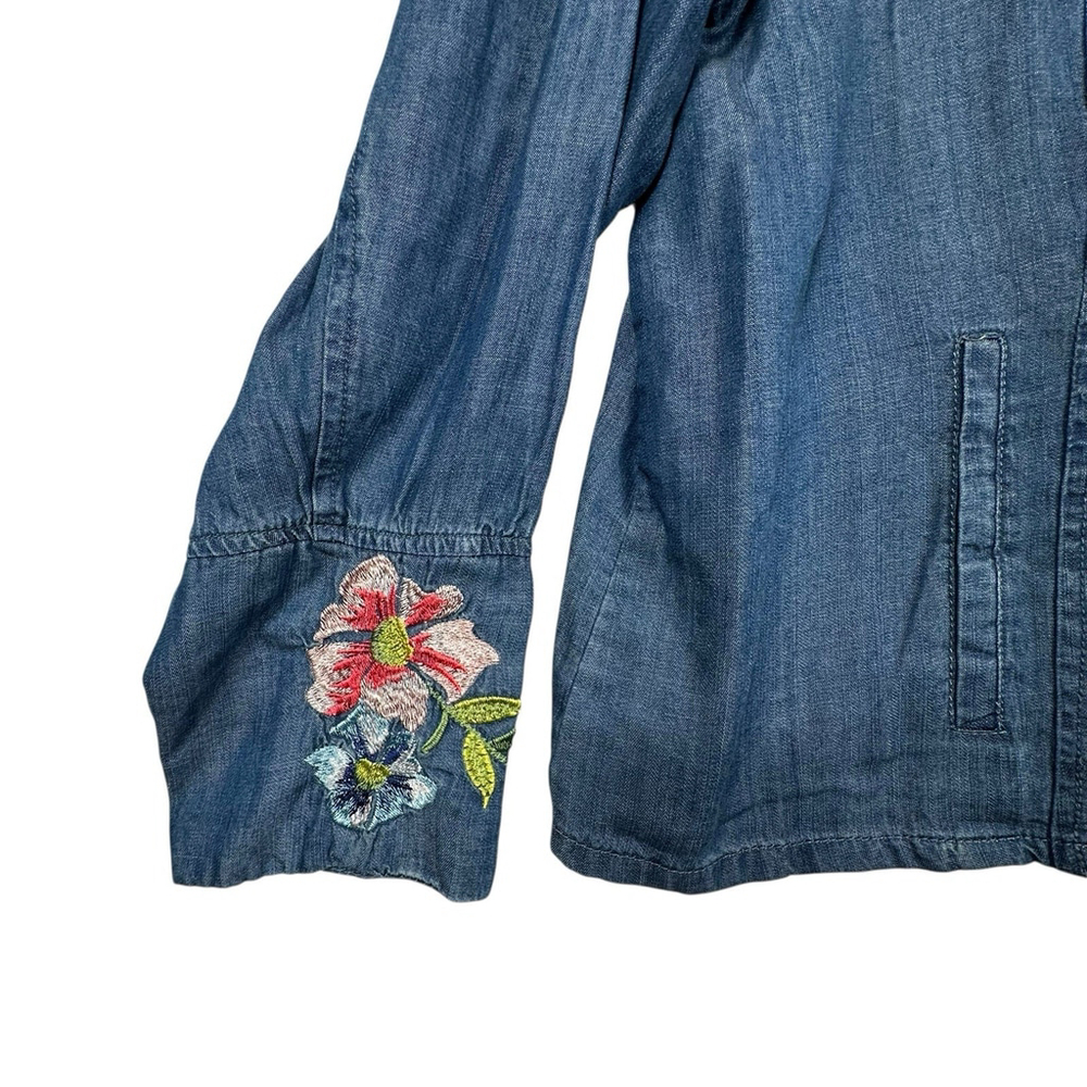 Chelsea & Theodore Denim Zip up Floral Embroided Jacket Size 2XL - Picture 2 of 12
